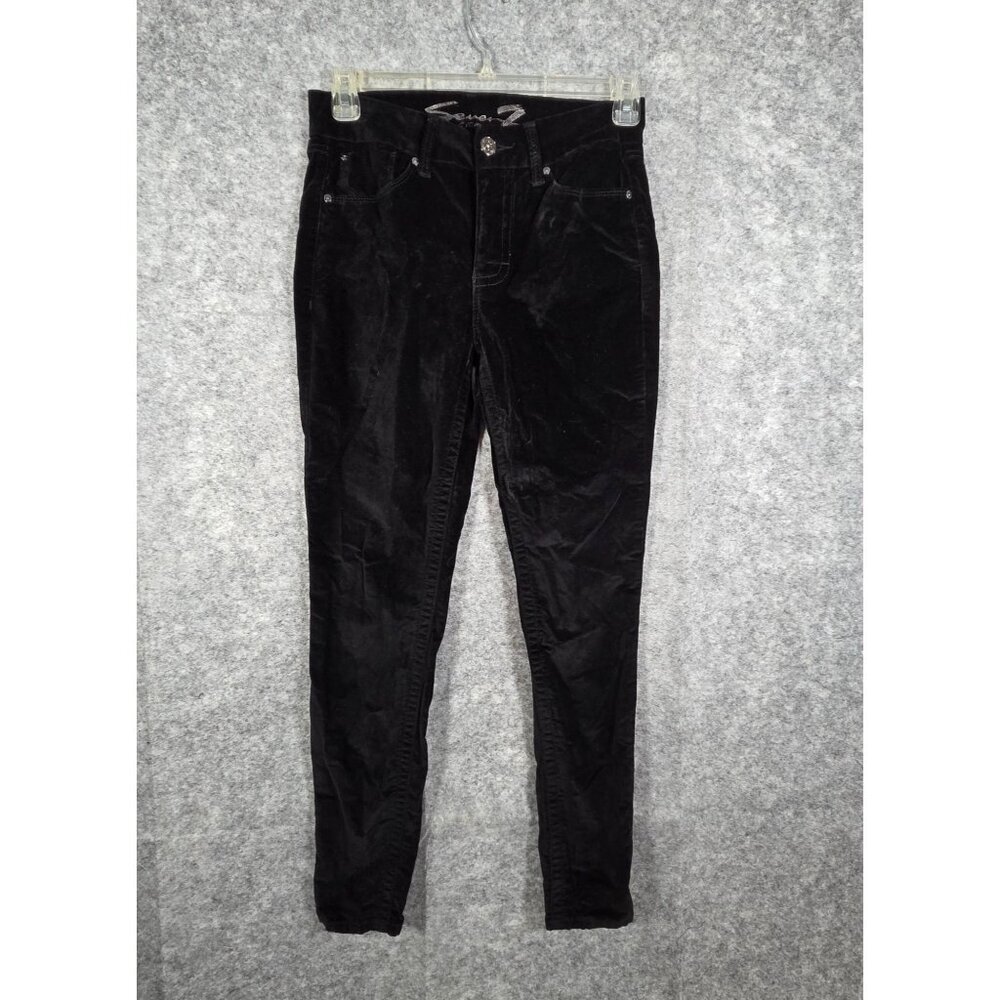 Seven 7 For All Mankind Women's Tummyless High-Rise Skinny Pants Black Size 6